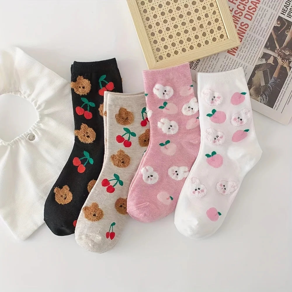 Long Socks for Girls - Soft Cute Knee High Socks, 4 Pairs, One Size