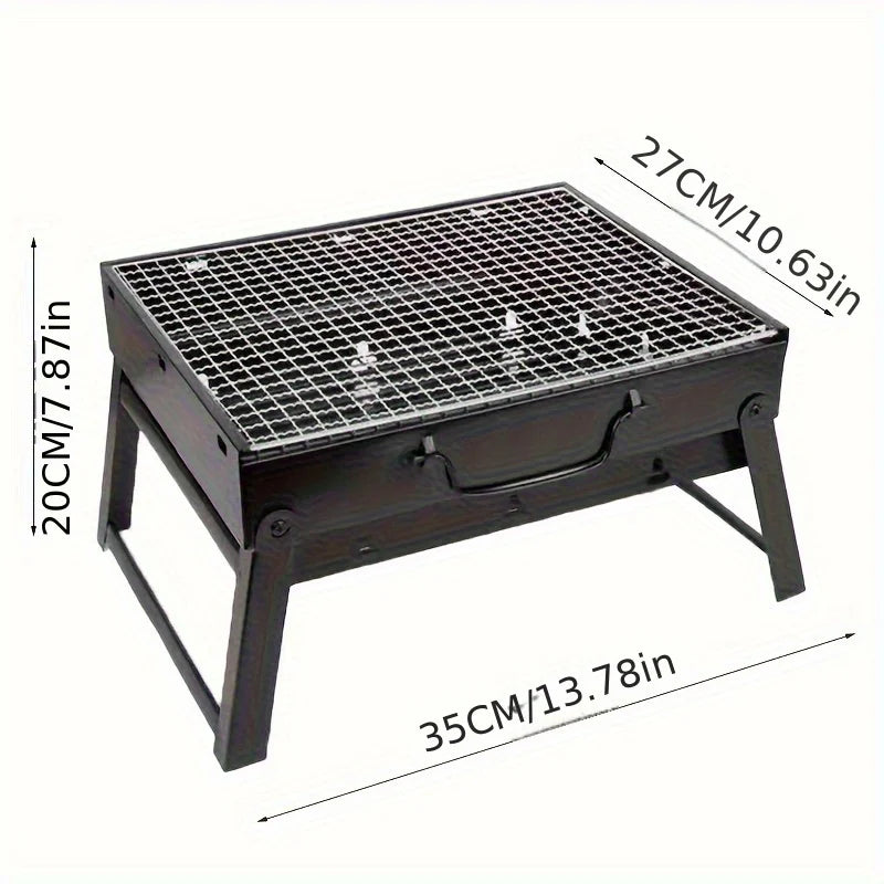Portable Charcoal BBQ Grill - Stainless Steel Mini Grill for Camping & Picnics