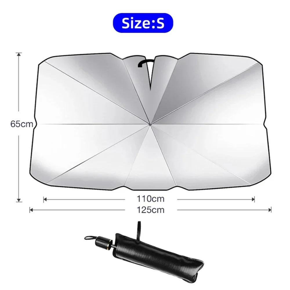 Car Windshield Sunshade Umbrella - Folding UV Reflective Front Window Sun Shade and Heat Blocker