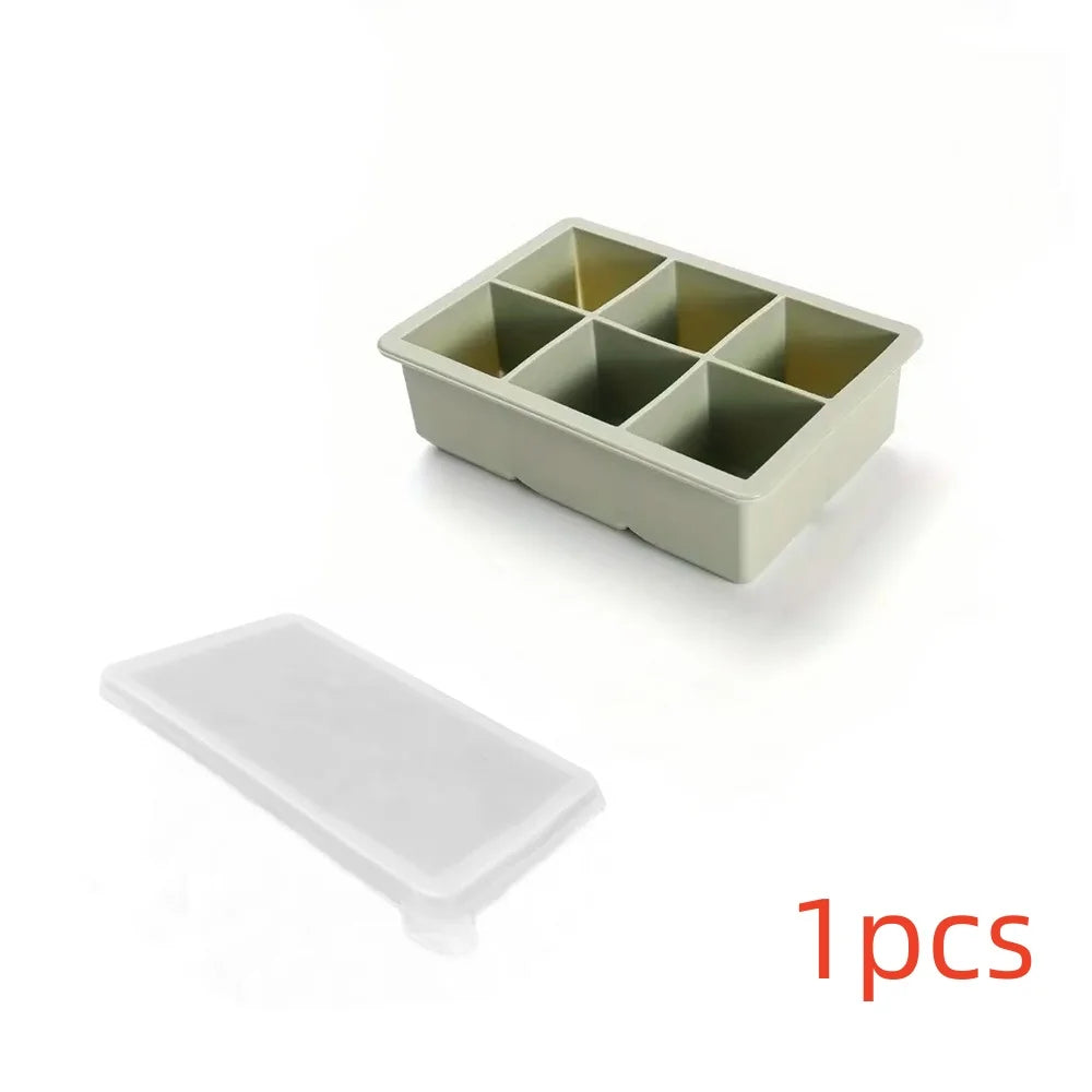Large Ice Cube Tray with Lid - Stackable Silicone Mould for Whiskey, Cocktails and Bourbon