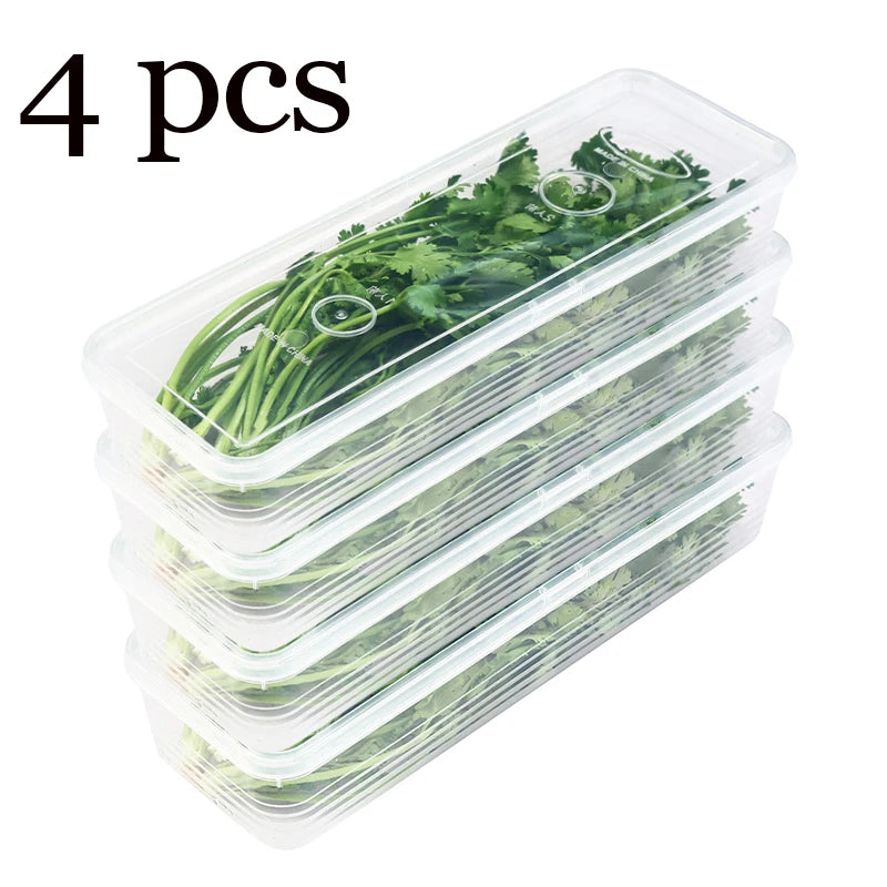 Refrigerator Organiser Boxes - Transparent Fridge Storage Bins, 1 to 4 Pack