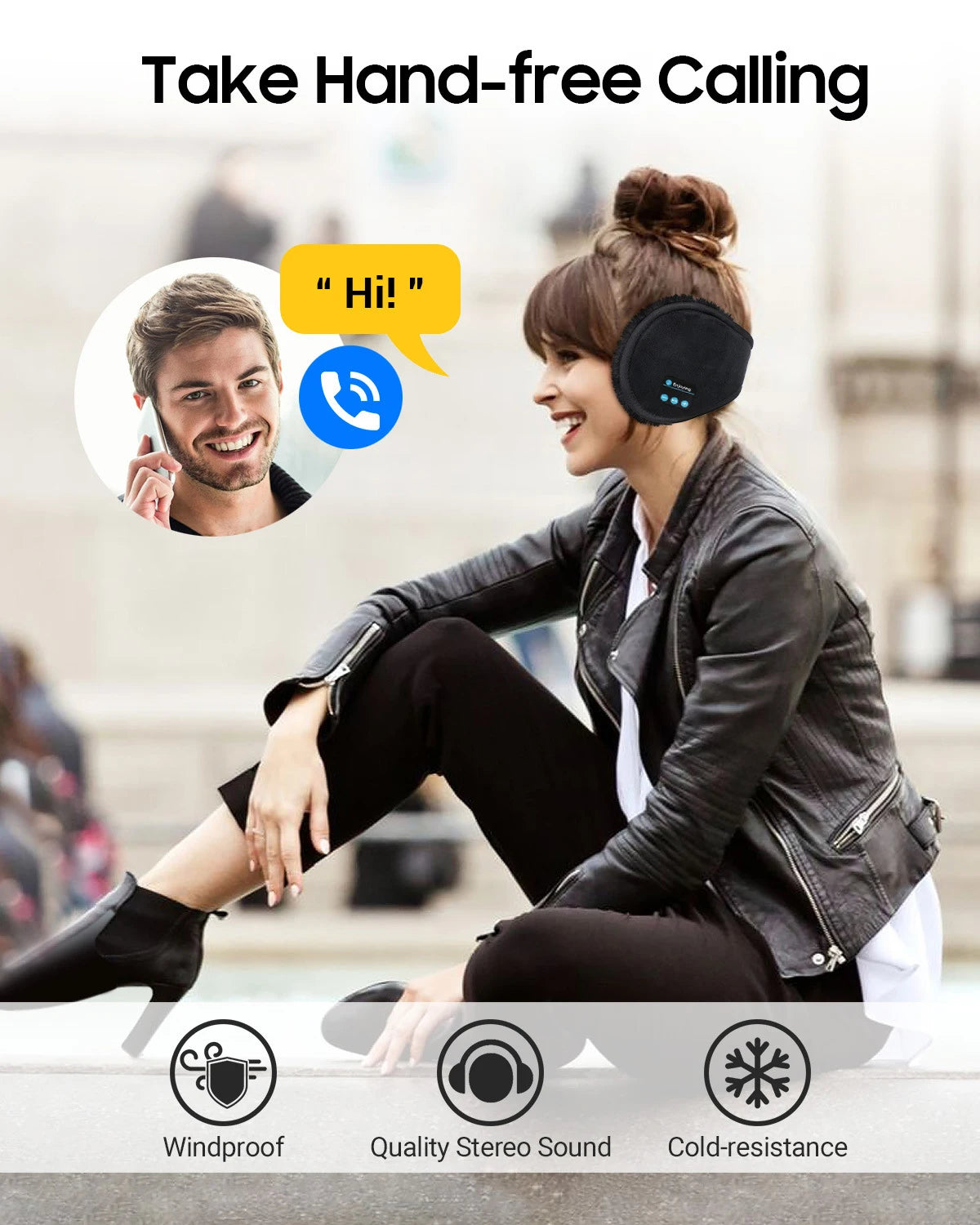 Bluetooth Ear Muffs - Wireless Winter Ear Warmers for Women, Men and Kids