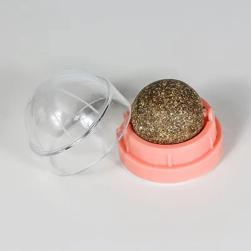 Catnip Wall Ball - Stick-On Rotating Cat Lick Toy with Natural Catnip Treats