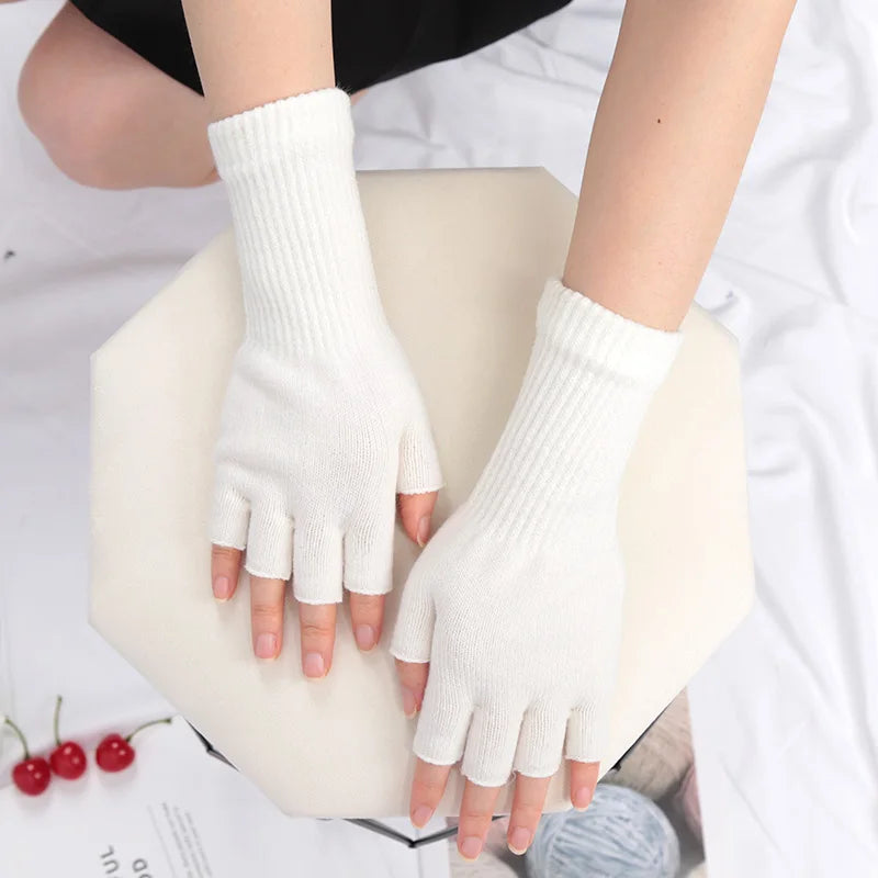 Long Fingerless Knitted Gloves - Warm Stretch Arm Warmers, One Size