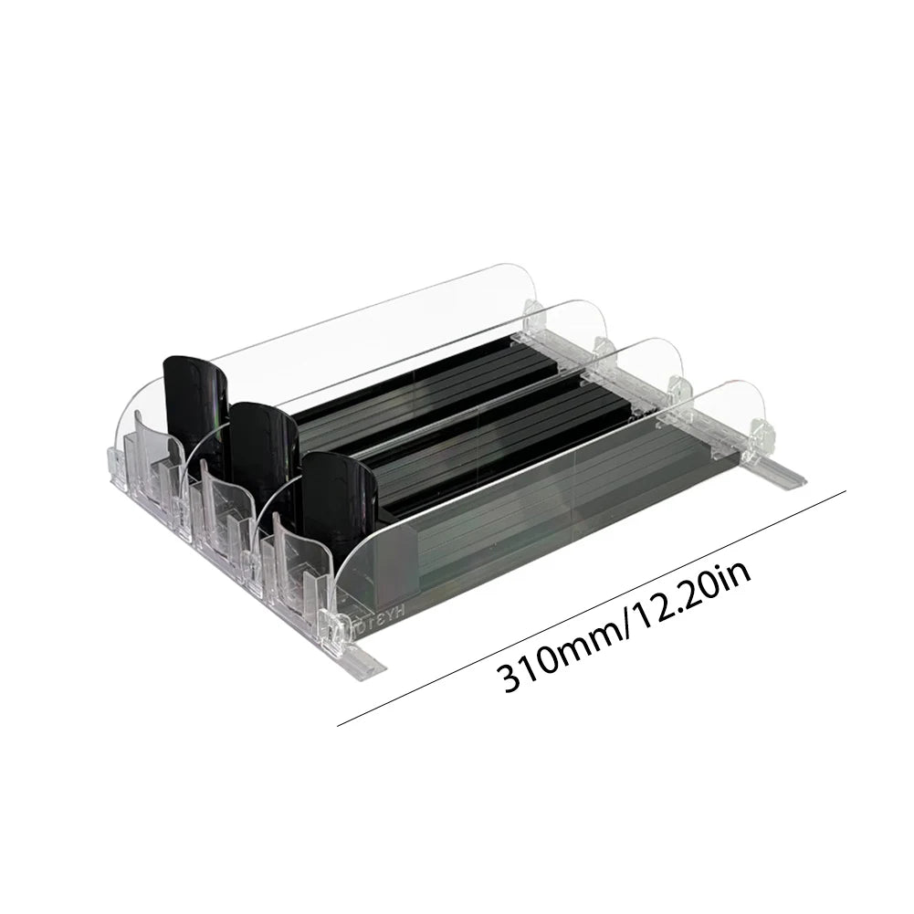 Fridge Drink Organizer Rack - Spring Push Can Dispenser for Fridge and Pantry Shelves