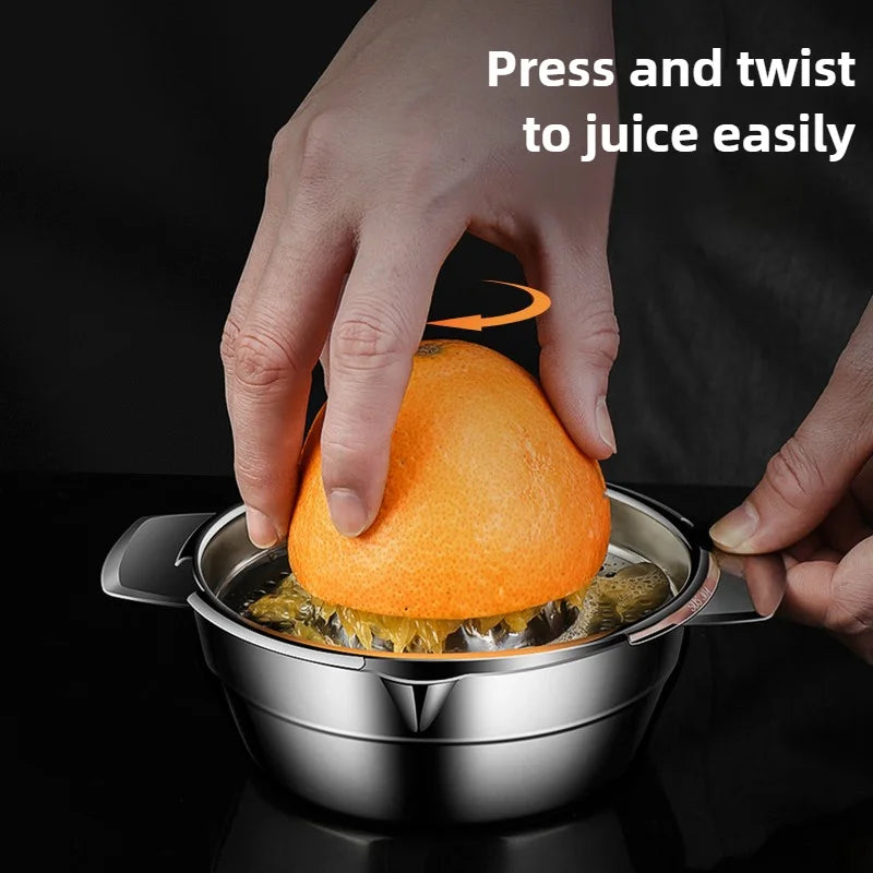 Manual Juicer - Stainless Steel Hand Press Juicer with Juice Bowl for Kitchens