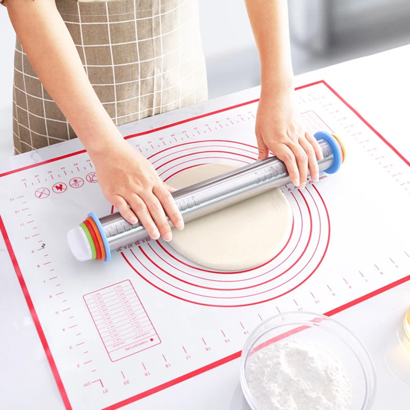 Adjustable Rolling Pin - 43cm Stainless Steel Baking Pin for Pastry and Dough