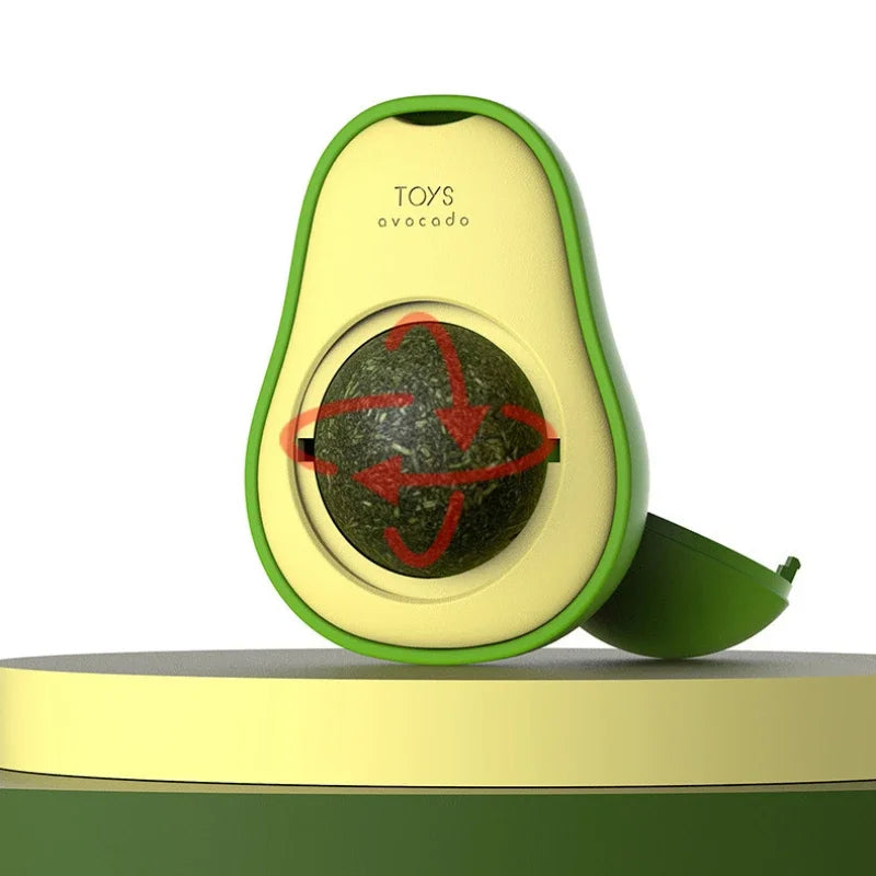 Avocado Catnip Ball - Wall Mounted Rotating Cat Toy for Teeth Cleaning and Play