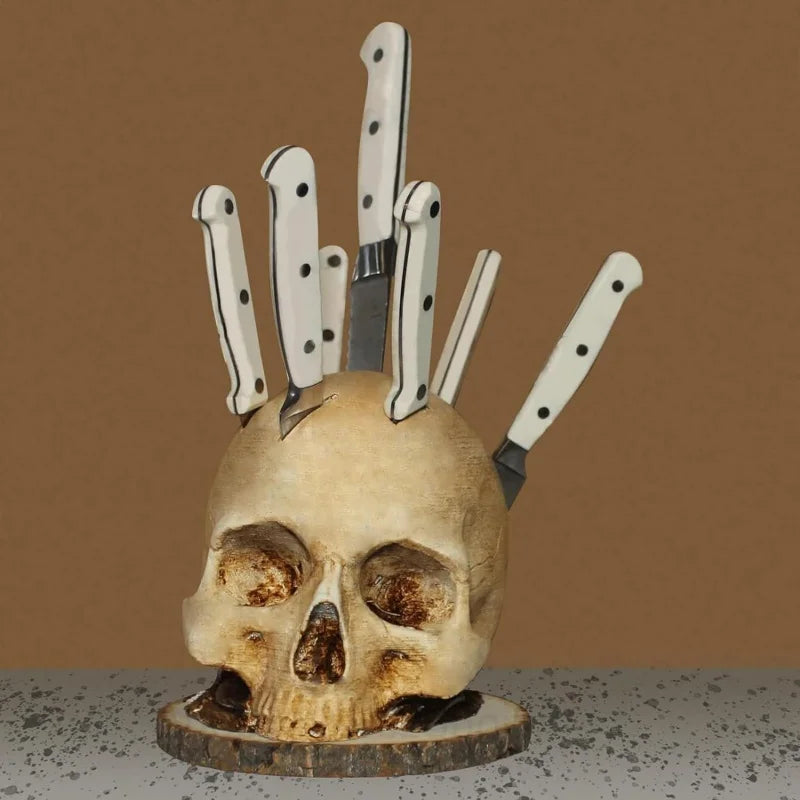 Skull Knife Holder - Skeleton Knife Block and Kitchen Storage for Halloween