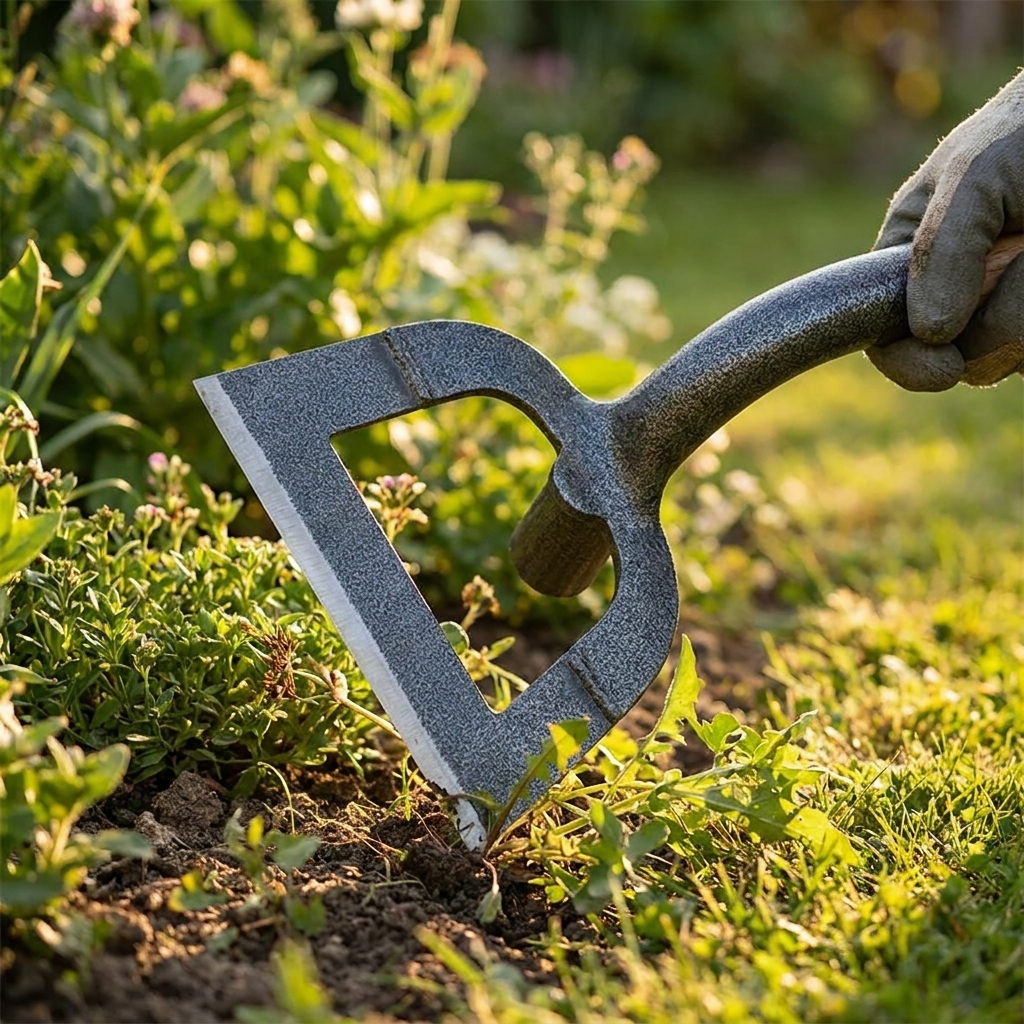 23cm hollow weeding hoe in use