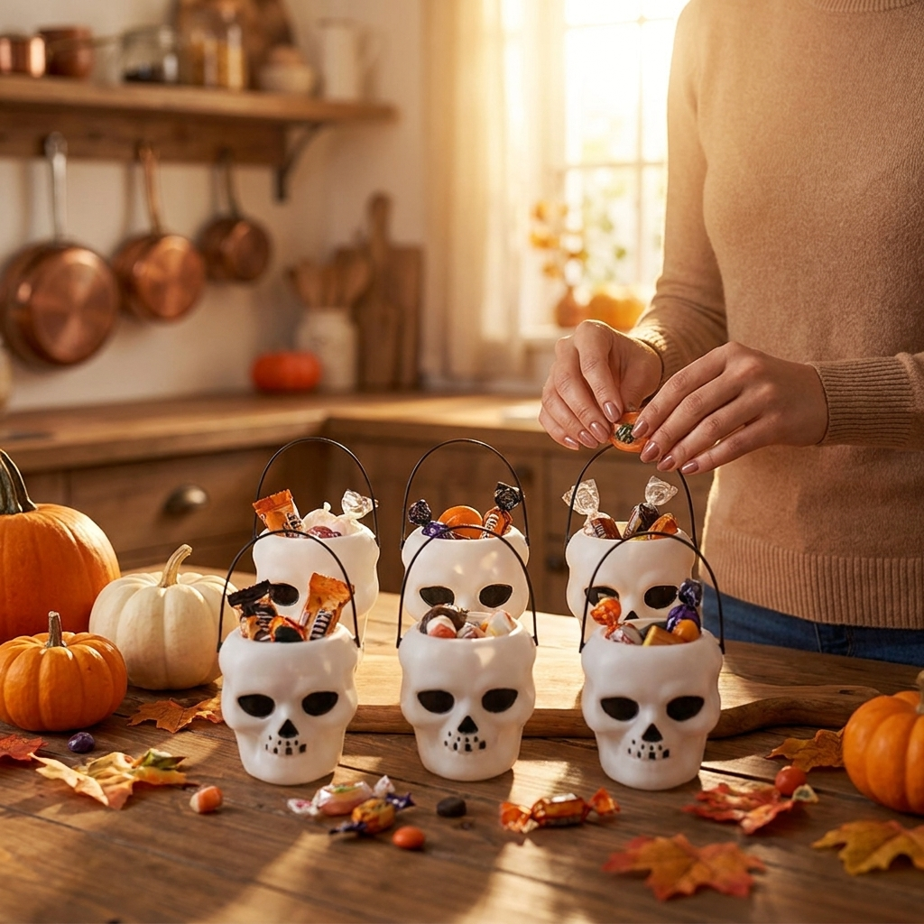 6 pack white cauldron treat buckets lifestyle