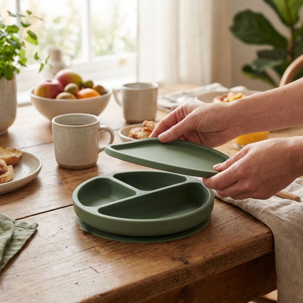 Suction plate army green lifestyle