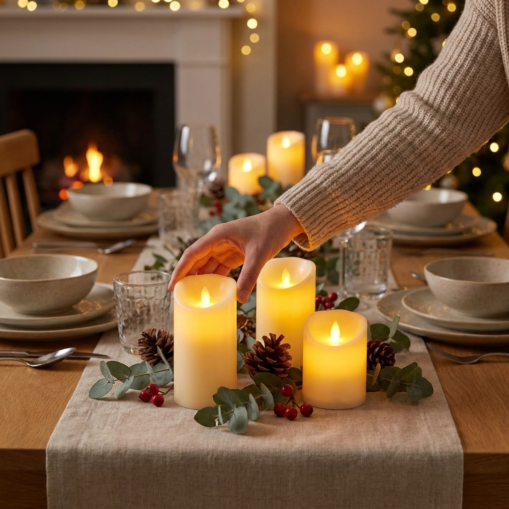 LED pillar candles Type B in use