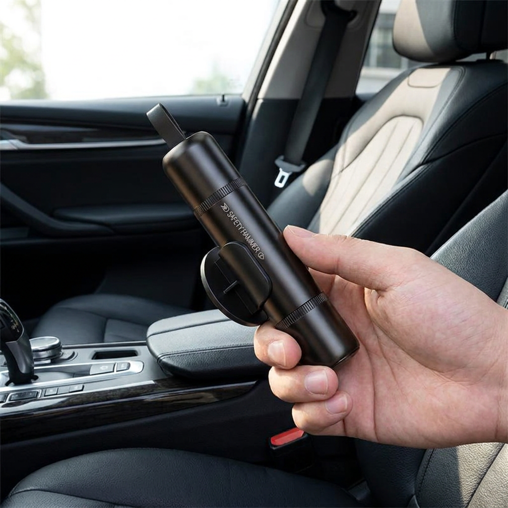 Black car escape glass breaker tool