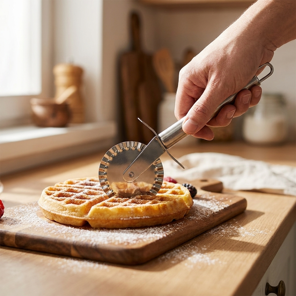 Pizza cutter B in use