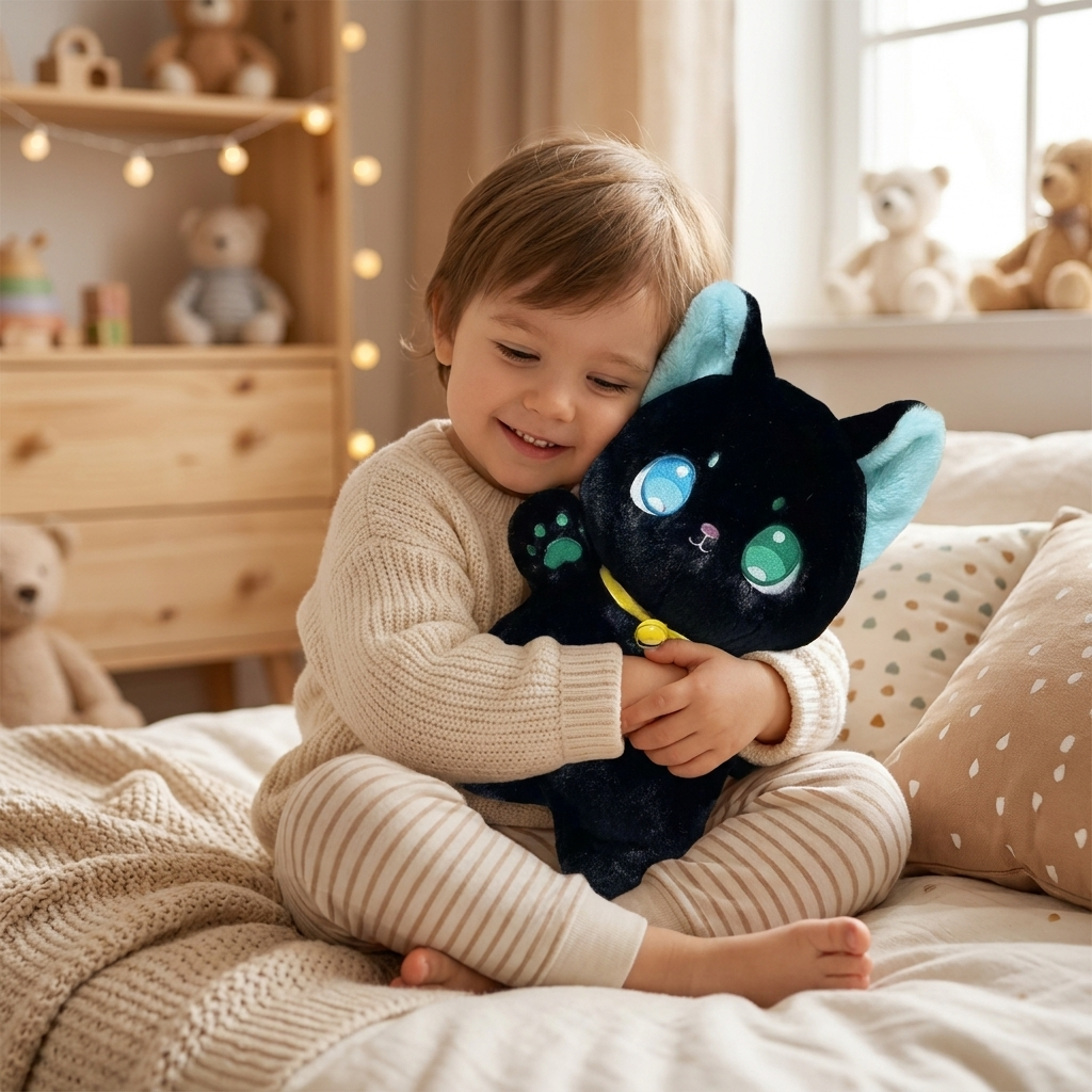 Black cat plush lifestyle