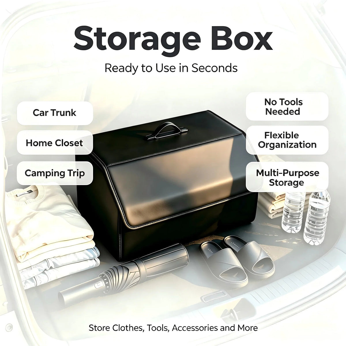 Collapsible leather storage organiser