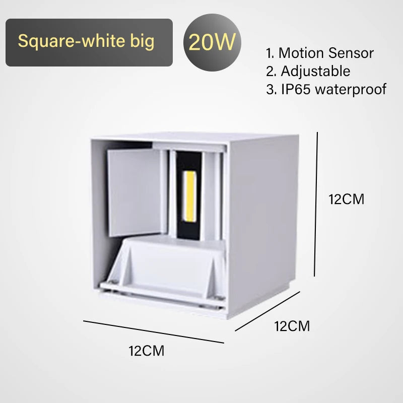 LED Wall Lamp - IP65 Waterproof Indoor Outdoor Light with Sensor Option