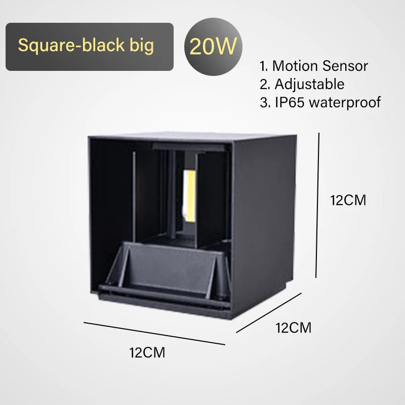 LED Wall Lamp - IP65 Waterproof Indoor Outdoor Light with Sensor Option