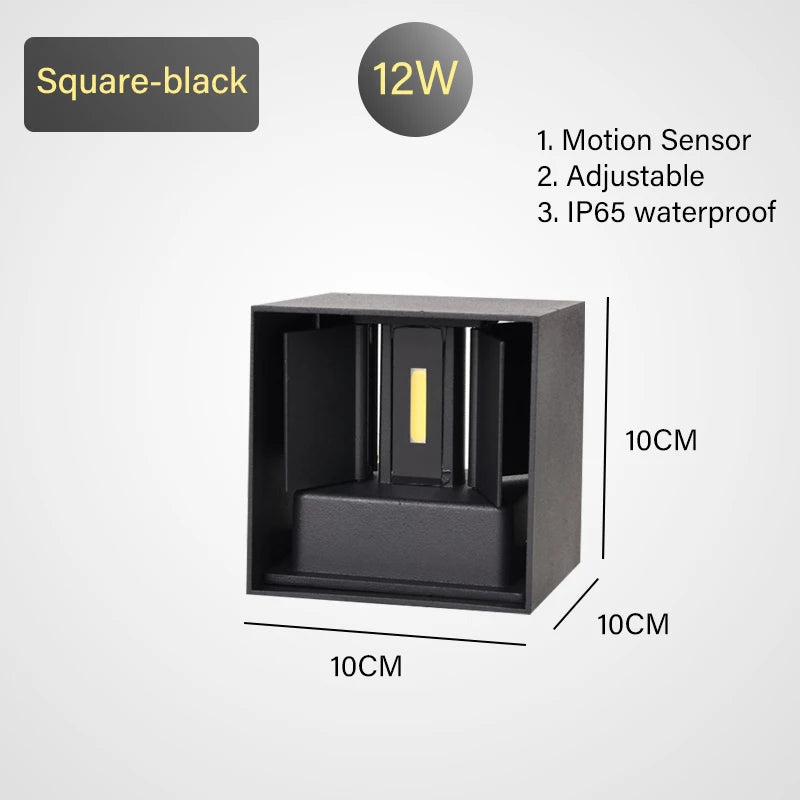 LED Wall Lamp - IP65 Waterproof Indoor Outdoor Light with Sensor Option