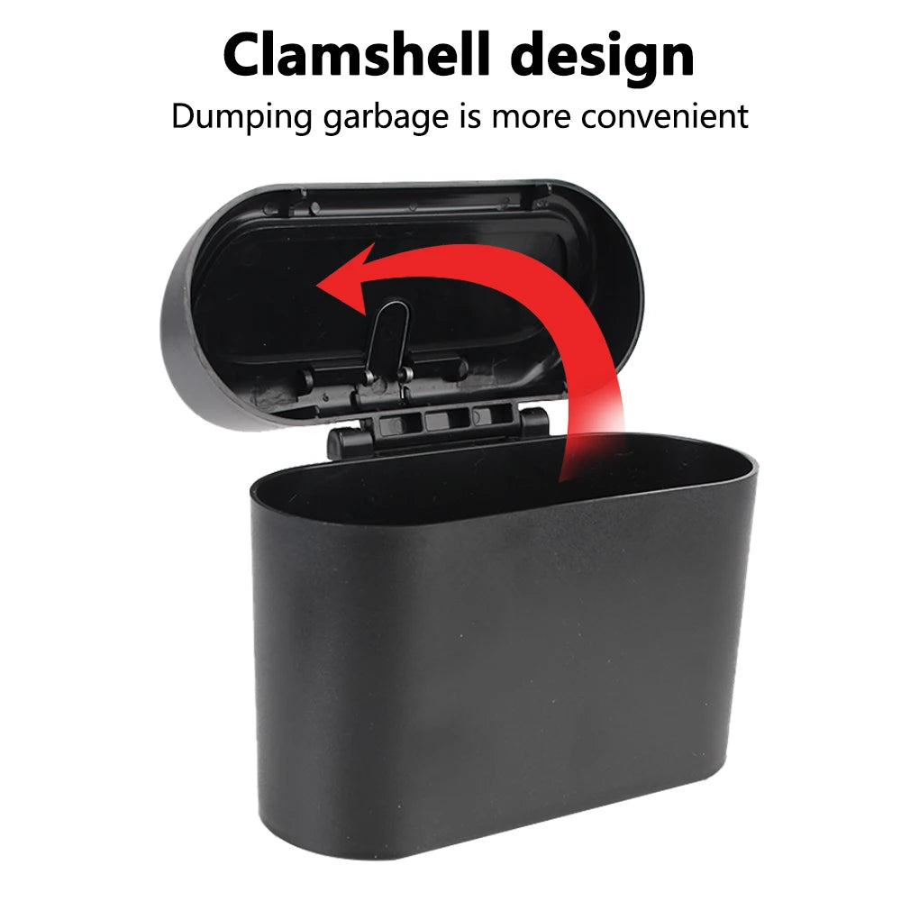 Car Trash Can - Hanging ABS Bin with Press-Open Lid for Vehicle Rubbish Storage