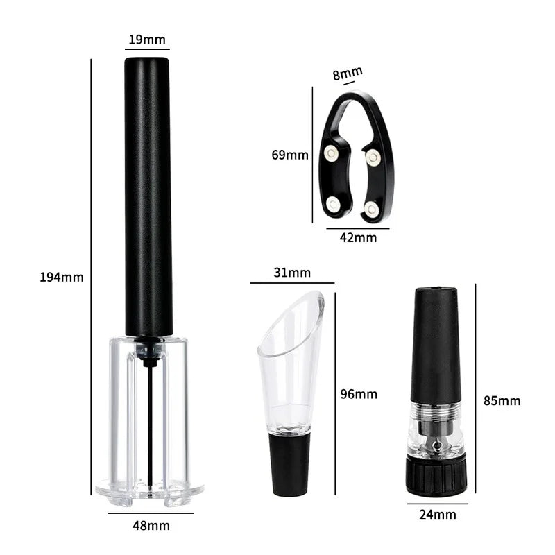 Air Pump Wine Bottle Opener - Pin Corkscrew Set with Foil Cutter