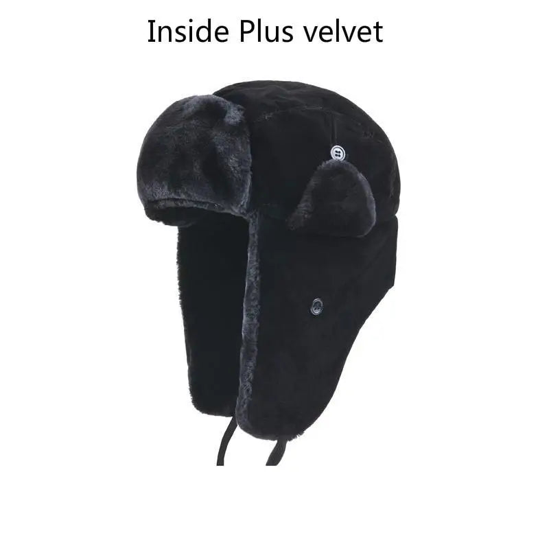 Bomber Hat - Thick Fur and Velvet Lined Winter Cap for Men and Women