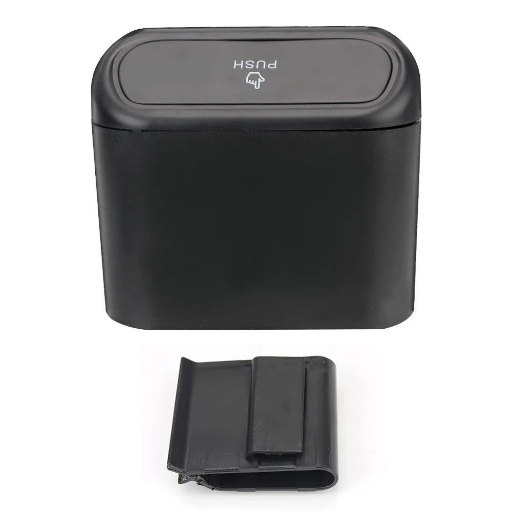 Car Trash Can - Hanging ABS Bin with Press-Open Lid for Vehicle Rubbish Storage
