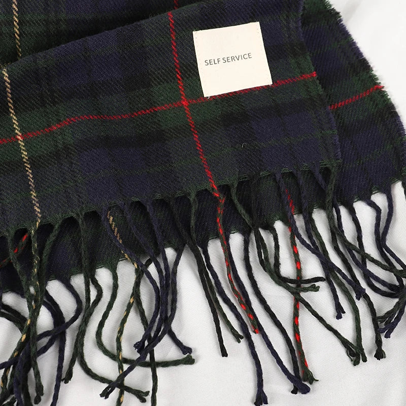 Plaid Winter Scarf - Soft Cashmere Check Scarf for Everyday Cold Weather