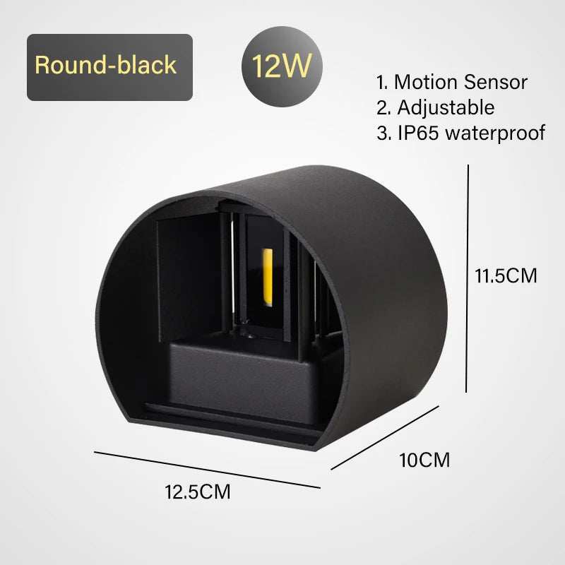 LED Wall Lamp - IP65 Waterproof Indoor Outdoor Light with Sensor Option