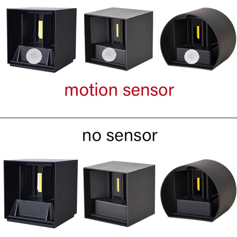 LED Wall Lamp - IP65 Waterproof Indoor Outdoor Light with Sensor Option