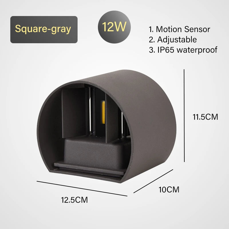 LED Wall Lamp - IP65 Waterproof Indoor Outdoor Light with Sensor Option