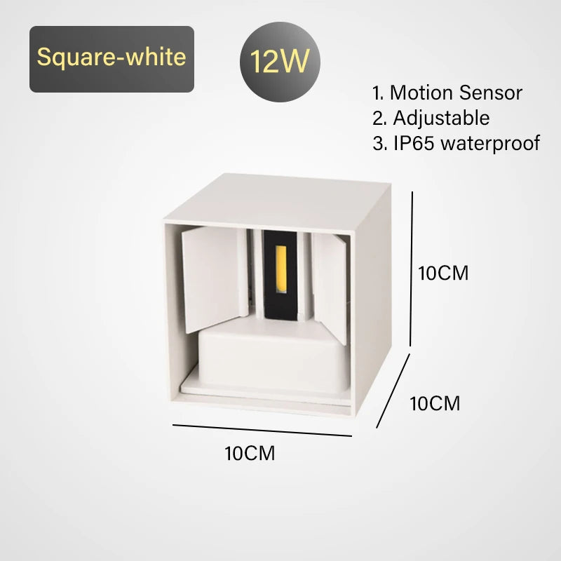 LED Wall Lamp - IP65 Waterproof Indoor Outdoor Light with Sensor Option