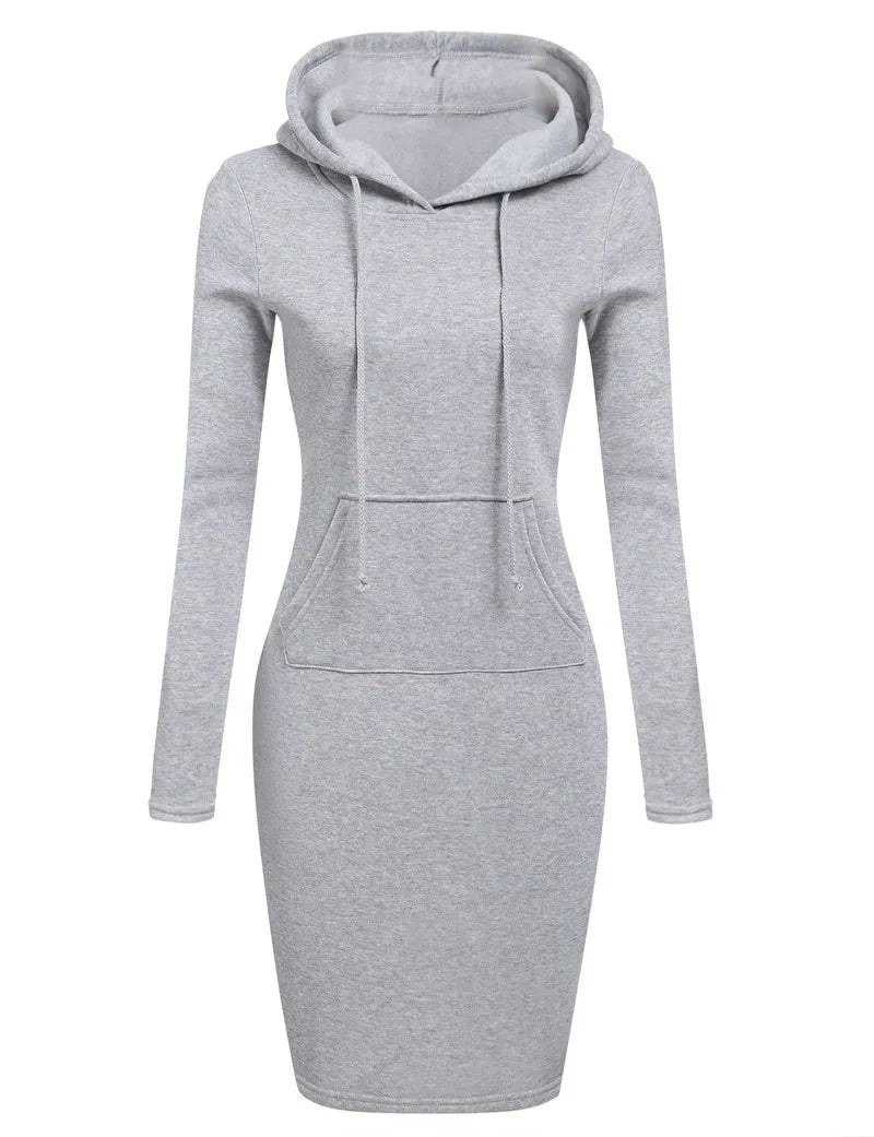 Hooded Dress for Women - Autumn Hoodie Dress in Four Colours, Sizes S-XXL