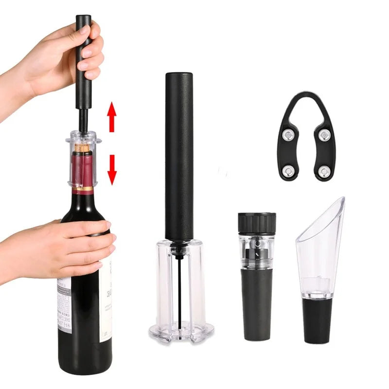Air Pump Wine Bottle Opener - Pin Corkscrew Set with Foil Cutter