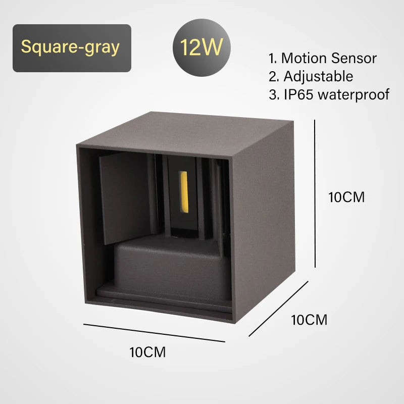 LED Wall Lamp - IP65 Waterproof Indoor Outdoor Light with Sensor Option