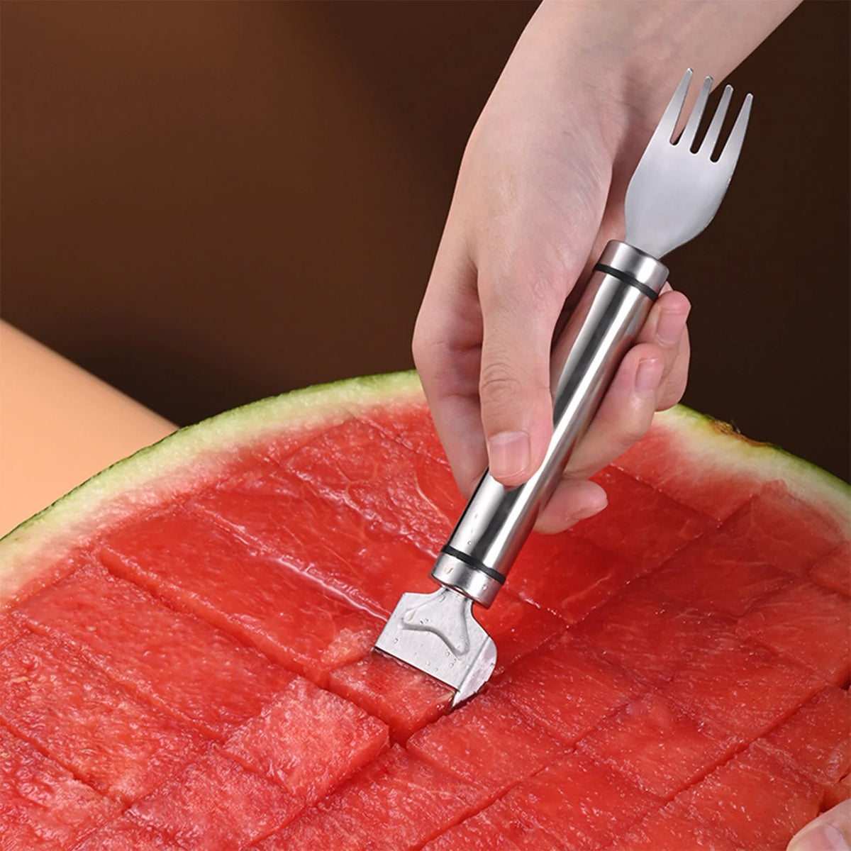 Watermelon Slicer & Fork - Stainless Steel Windmill Melon Cutter Tool