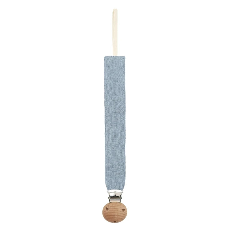 Baby Pacifier Clip - Cotton and Beech Wood Dummy Chain Holder, 26 cm