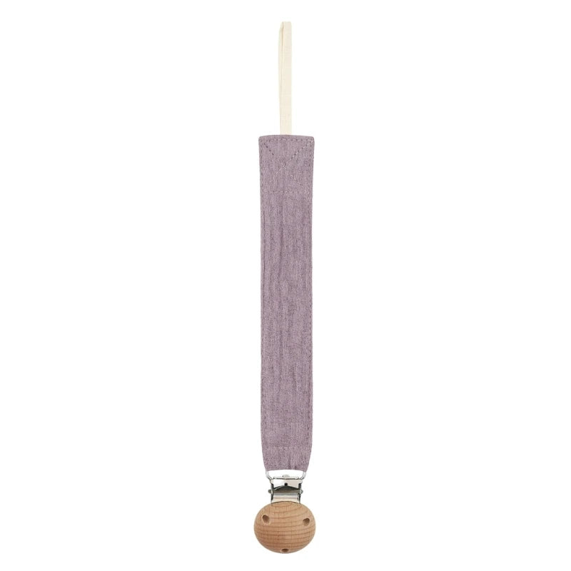 Baby Pacifier Clip - Cotton and Beech Wood Dummy Chain Holder, 26 cm