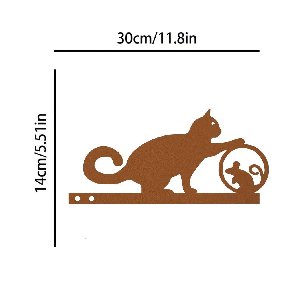 Cat Garden Stakes - Metal Silhouette Lawn Ornaments for Patios, Beds and Borders