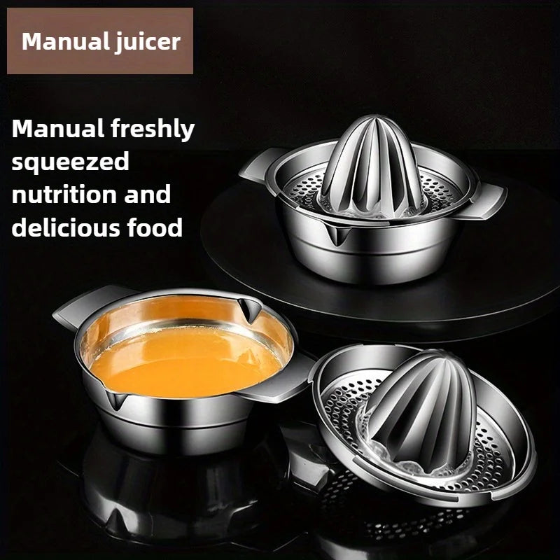 Manual Juicer - Stainless Steel Hand Press Juicer with Juice Bowl for Kitchens
