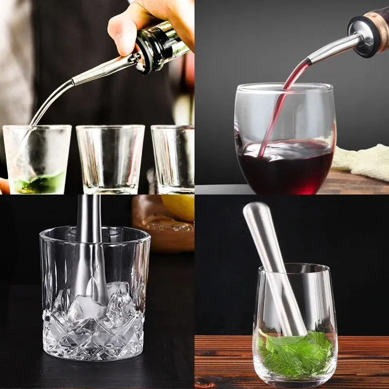 Cocktail Shaker Set with Recipes - 750ml Stainless Steel Bartender Kit