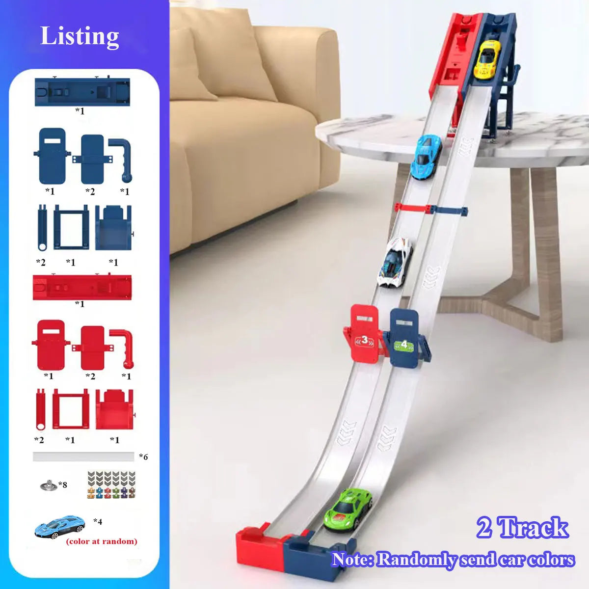 Racing Track Toy - One or Two Lane Car Track Set for Kids and Gifting