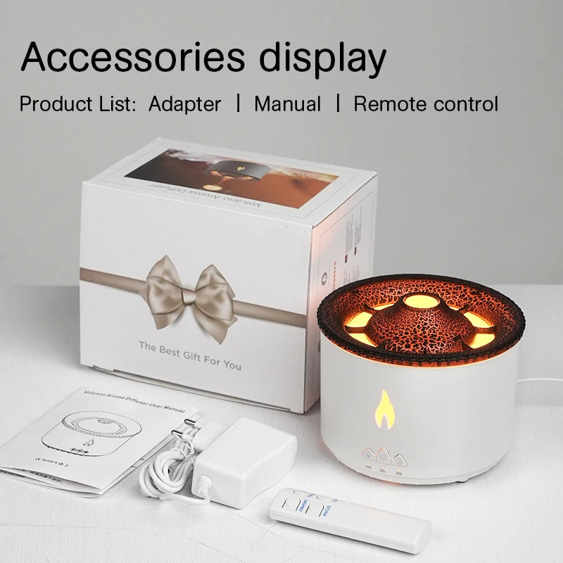 Volcano Flame Aroma Diffuser - Remote Control Oil Diffuser in Black or White
