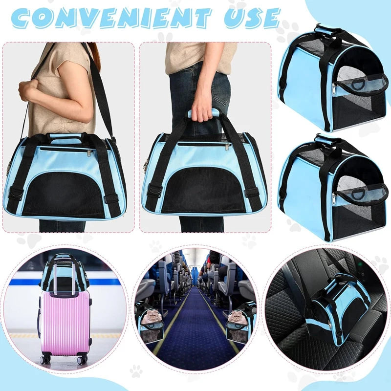 Pet Carrier Bag - Breathable Foldable Cat and Dog Travel Bag in S, M and L