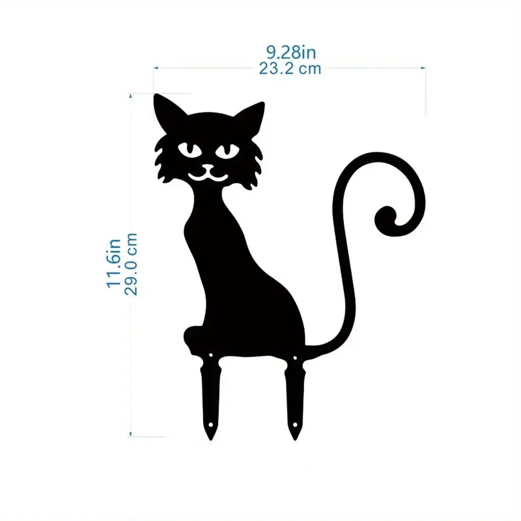 Cat Garden Stakes - Metal Silhouette Lawn Ornaments for Patios, Beds and Borders