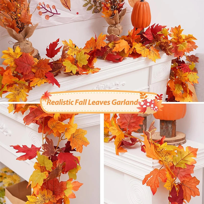 Artificial Maple Leaf Garland 200cm - Autumn Vine for Doors and Mantels
