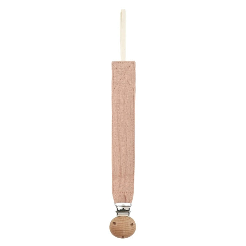 Baby Pacifier Clip - Cotton and Beech Wood Dummy Chain Holder, 26 cm