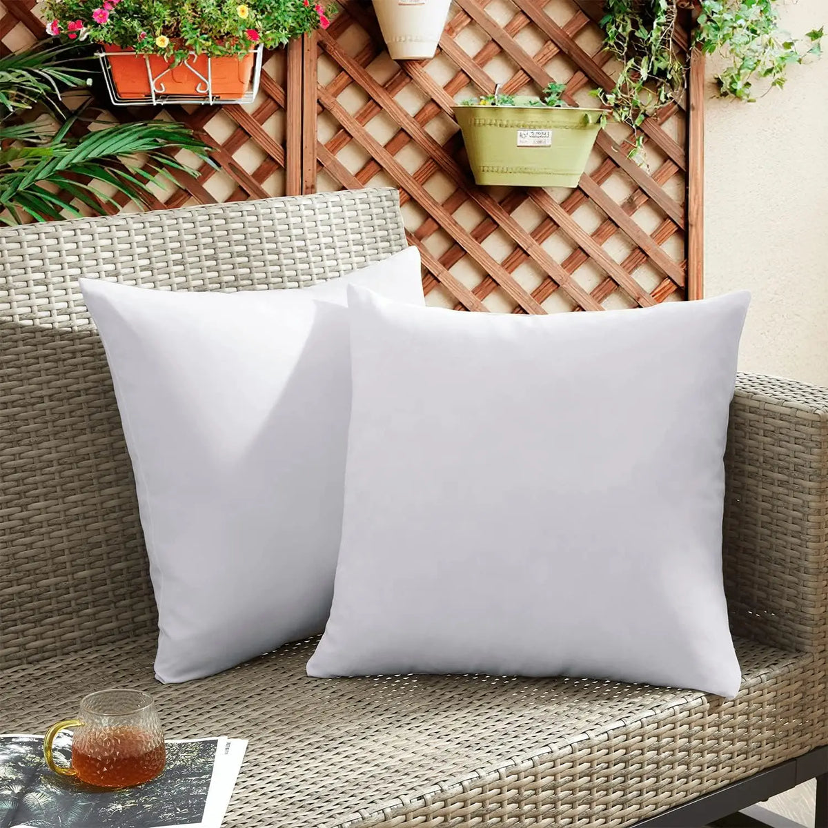 Outdoor Throw Pillow Covers - Waterproof Square Cushion Cases for Patio and Couch