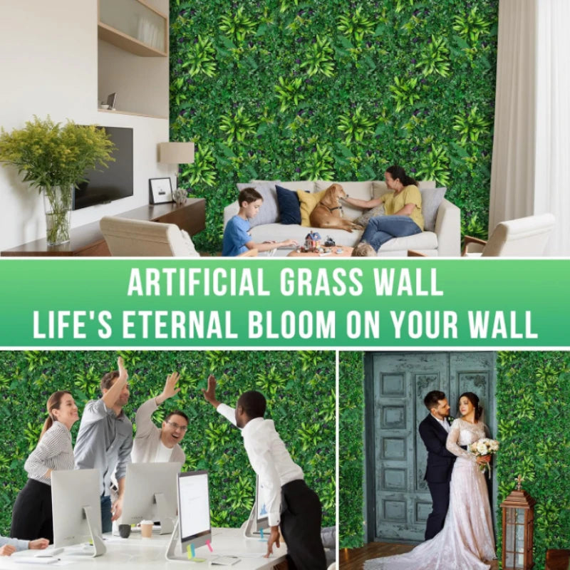 Artificial Boxwood Hedge Panels - Fake Grass Wall Tiles for Gardens and Event Backdrops